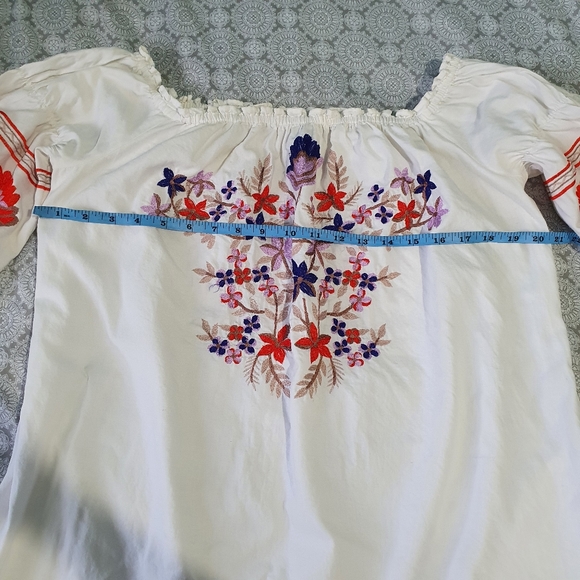 Free People Fleur Du Jour Cream Embroidered Dress. - Picture 5 of 7